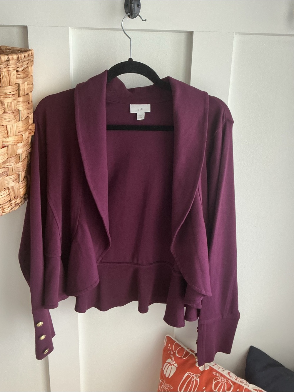 J. Jill Plum Open-Front Draped Cardigan
